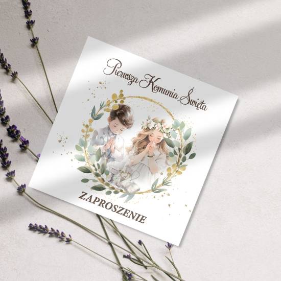 10x Zaproszenia Zaproszenie na Komunię Świętą personalizacja koperta ZAP19